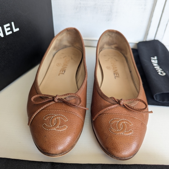 Chanel Brown Leather Loafers with Embossed Logo - Picture 3 of 15